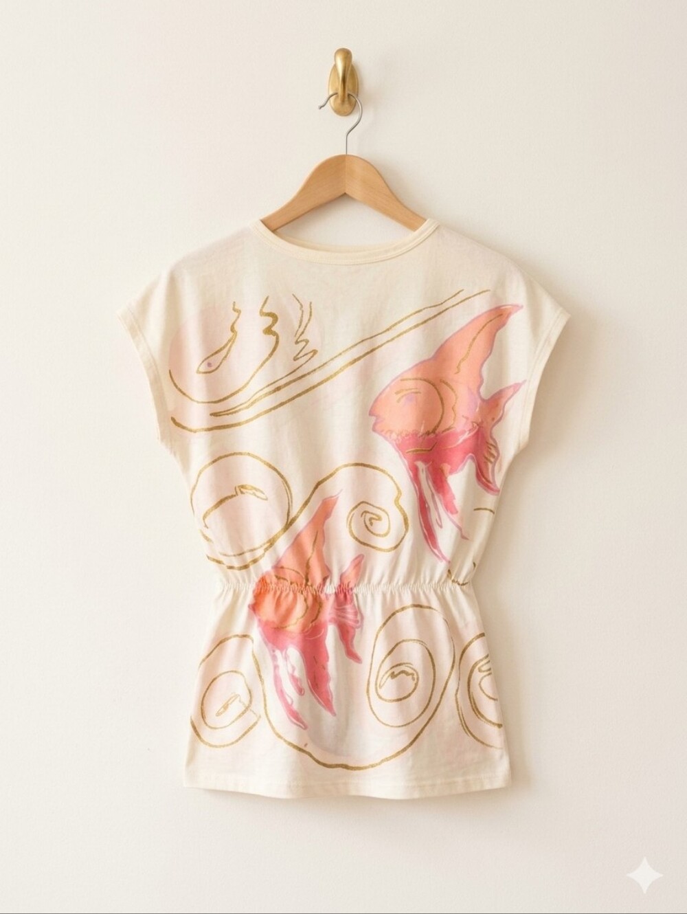 Vintage 80's Retro Punk Fish Abstract Glitter Shirt Rare